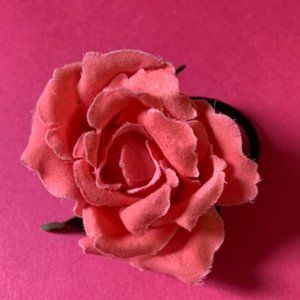 Peach rose hair clip ponytail holder
